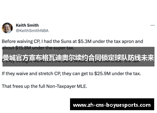 曼城官方宣布格瓦迪奥尔续约合同锁定球队防线未来 曼城官方宣布格瓦迪奥尔续约合同锁定球队防线未来